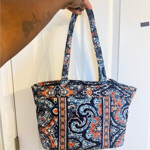 Vera Bradley Quilted Paisley Tote - Navy & Orange